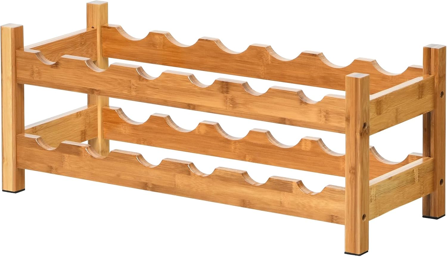 COSTWAY 12 Bottle Bamboo Wine Rack 2-Tier Freestanding