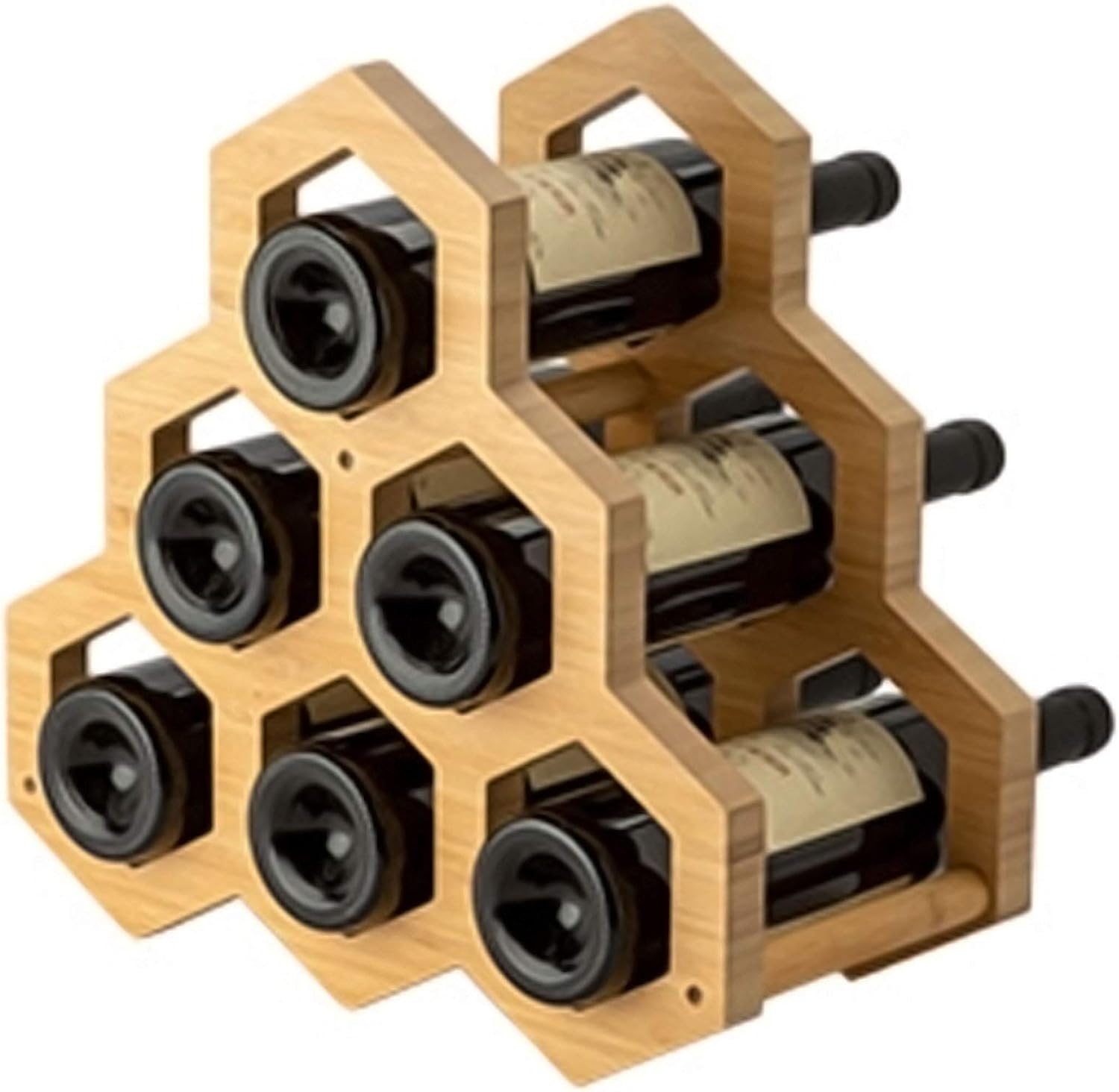 BOCbco Wooden Wine Rack 6-Bottle Freestanding Storage Holder