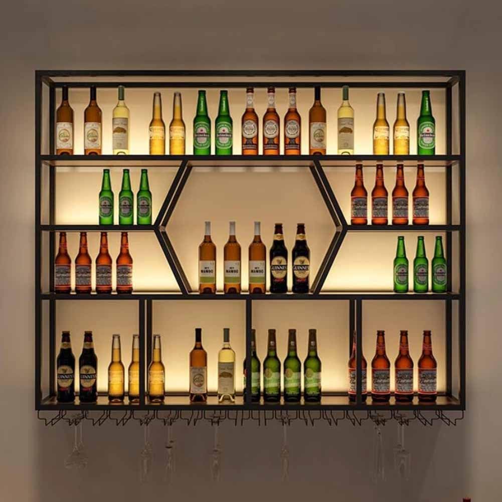 MaGiLL Wall Mounted LED Wine Rack with 4 Tiers