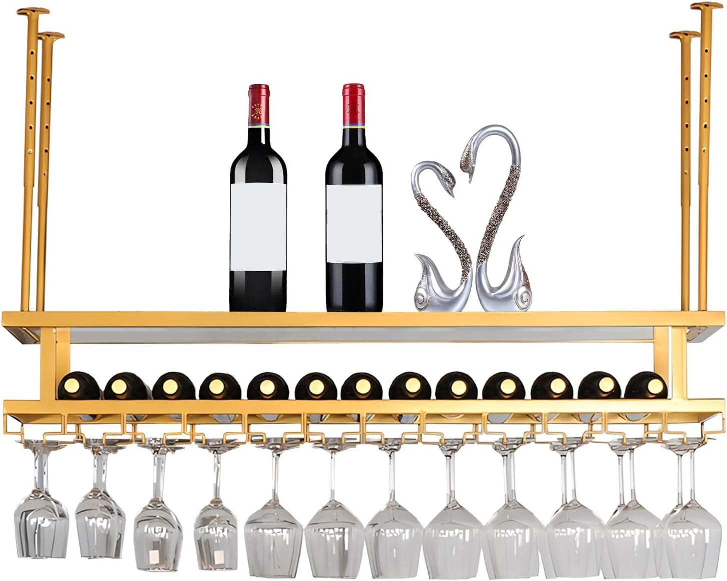Adjustable Wine Glass Rack with Screws for Kitchen Wine Cellar