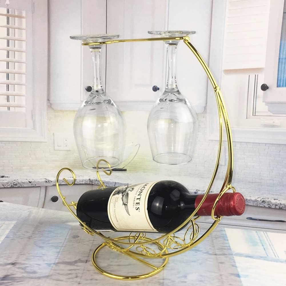 NWB Gold Metal Wine Glass Holder with 4 Hooks 1