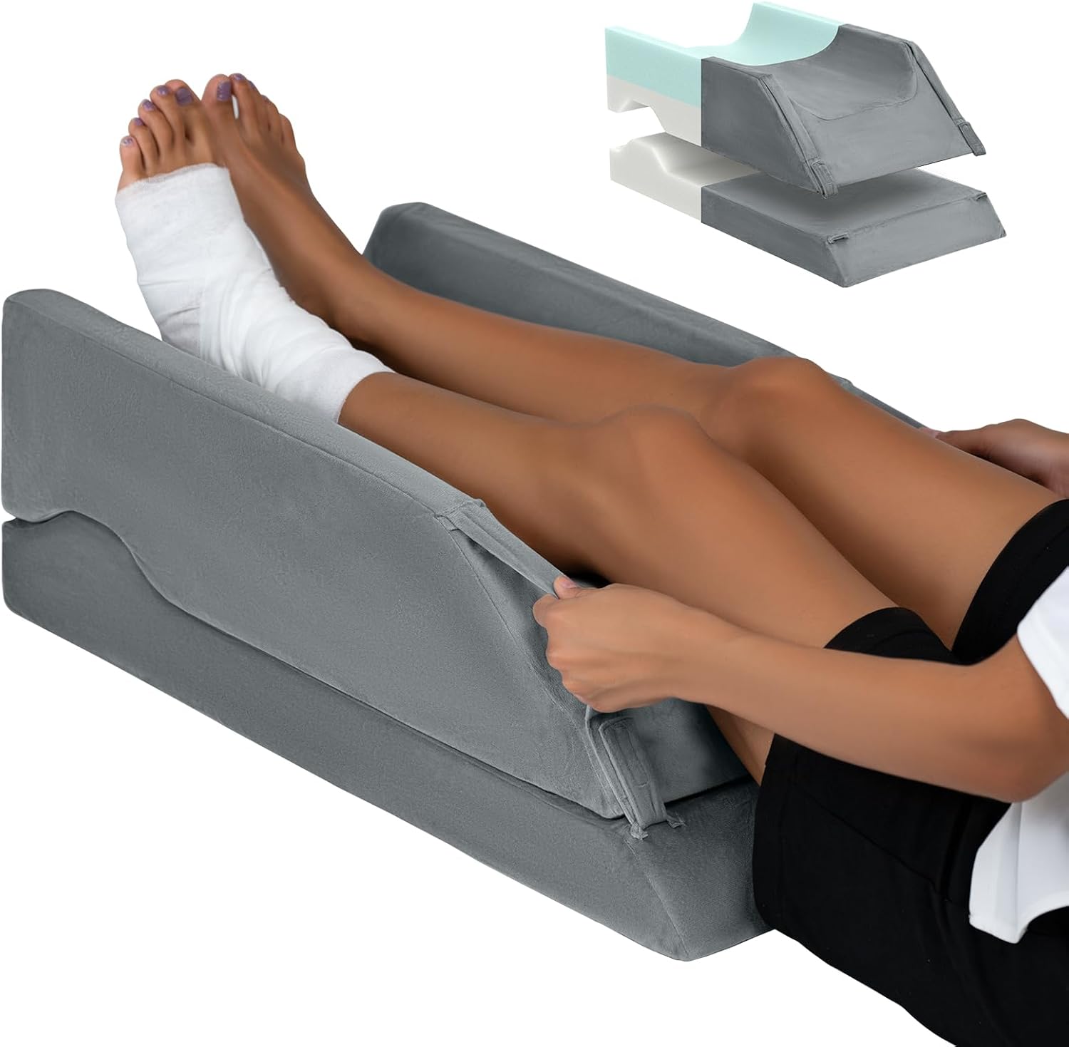 LightEase Adjustable Leg Elevating Pillow for Post Surgery Recovery