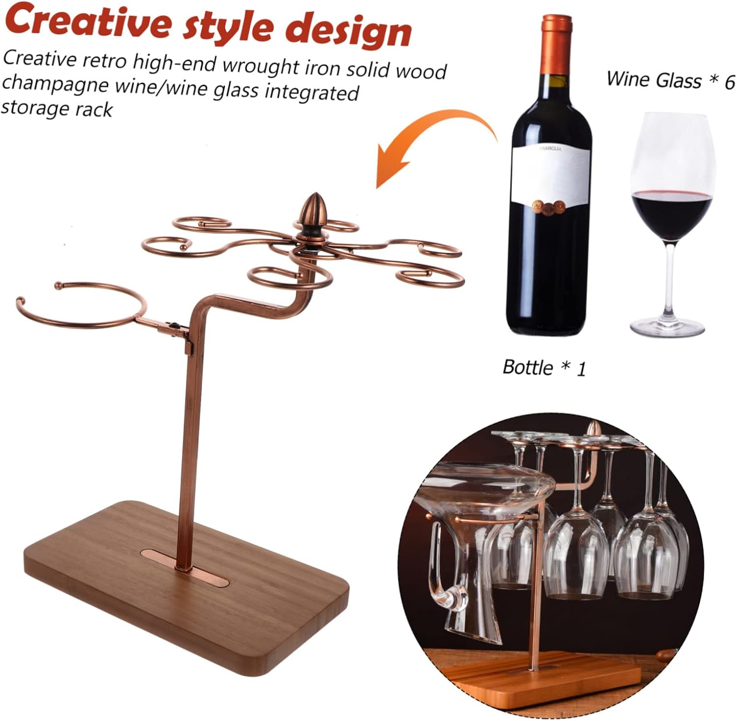 1pc Freestanding Wine Glass Rack for Home and Party Use 1