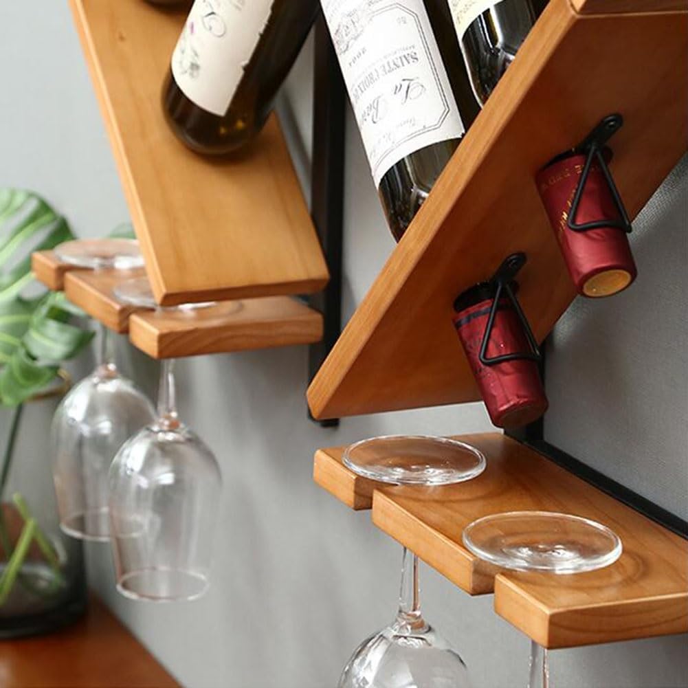 ZJDYDY Wall-Mounted Wooden Wine Rack Set