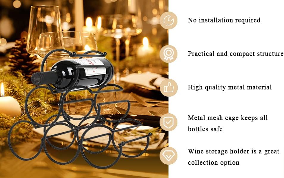 JHY DESIGN Iron Wine Rack 6 Bottles Storage 1