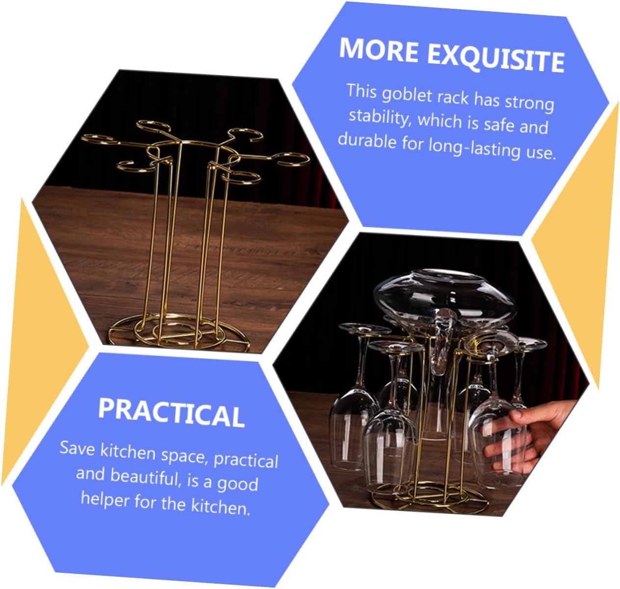 Cabilock Iron Wine Glass Holder Rack for Kitchen Bar