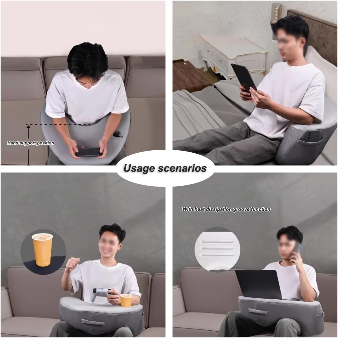 Memory Foam Reading Pillow with Lap Desk Support
