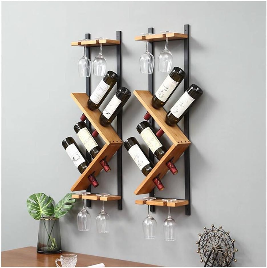 ZJDYDY Wall-Mounted Wooden Wine Rack Set