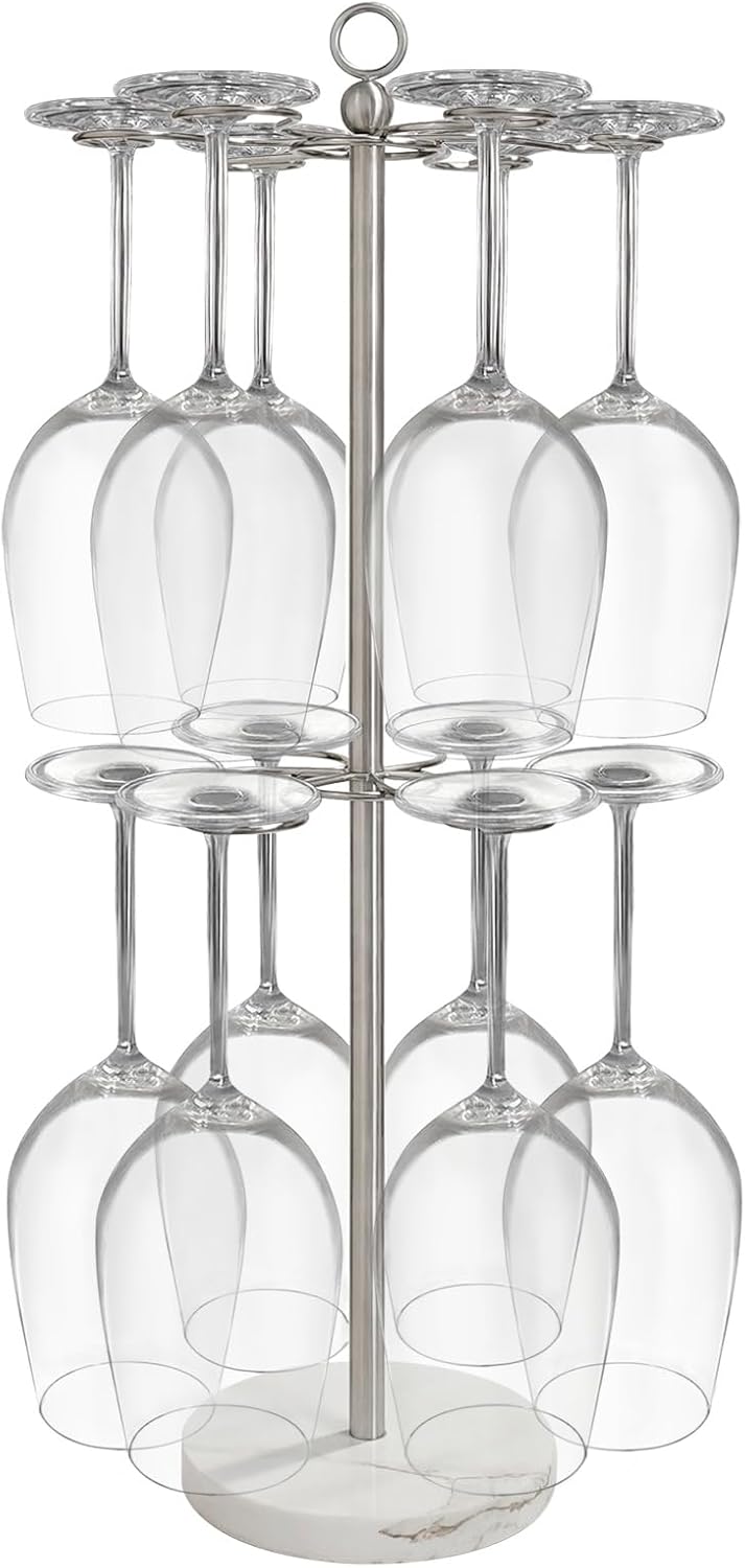 GZILA 12 Glass Wine Holder with Marble Base