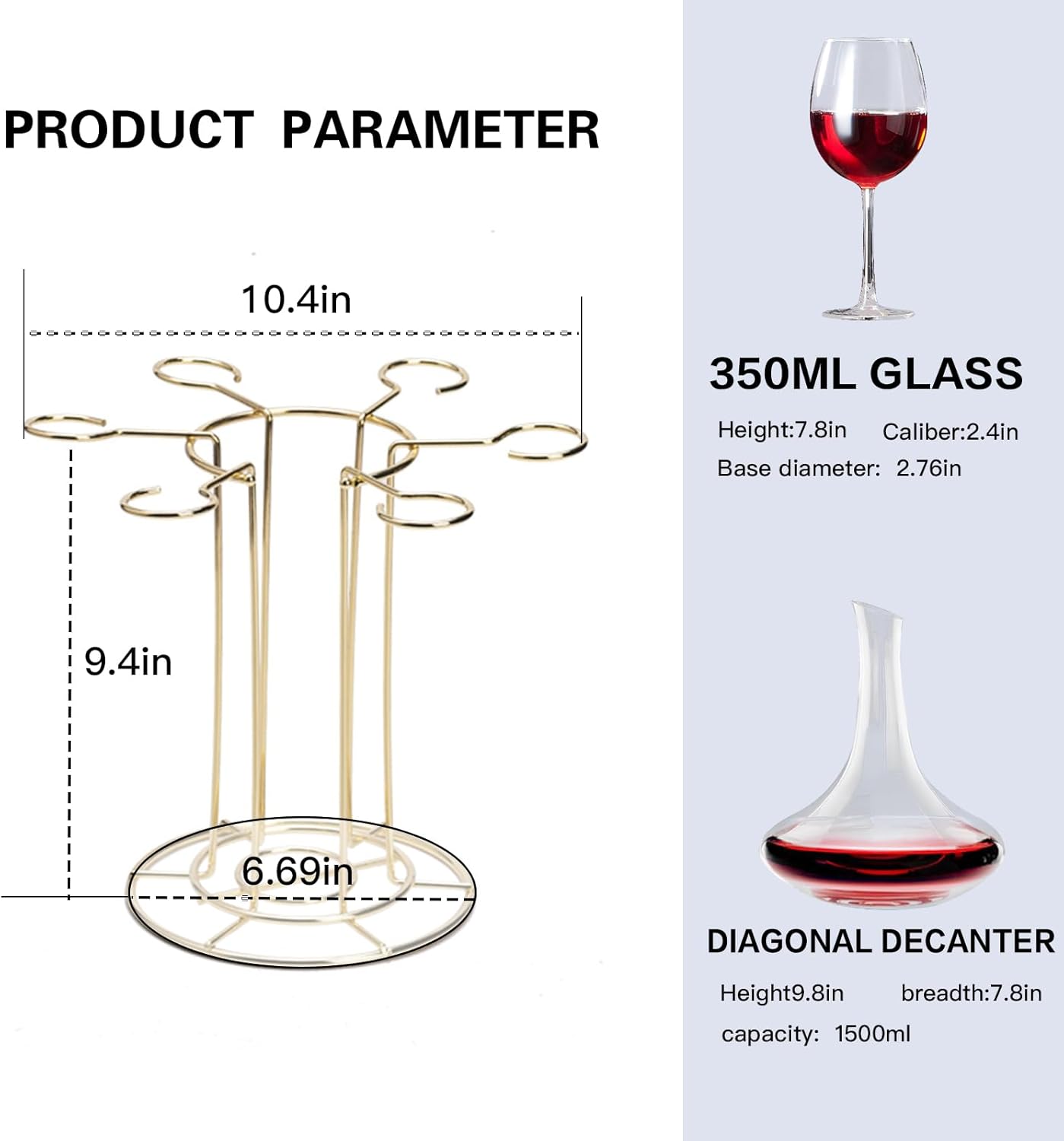 Lmbabter Gold Wine Glass Rack for Home Bar
