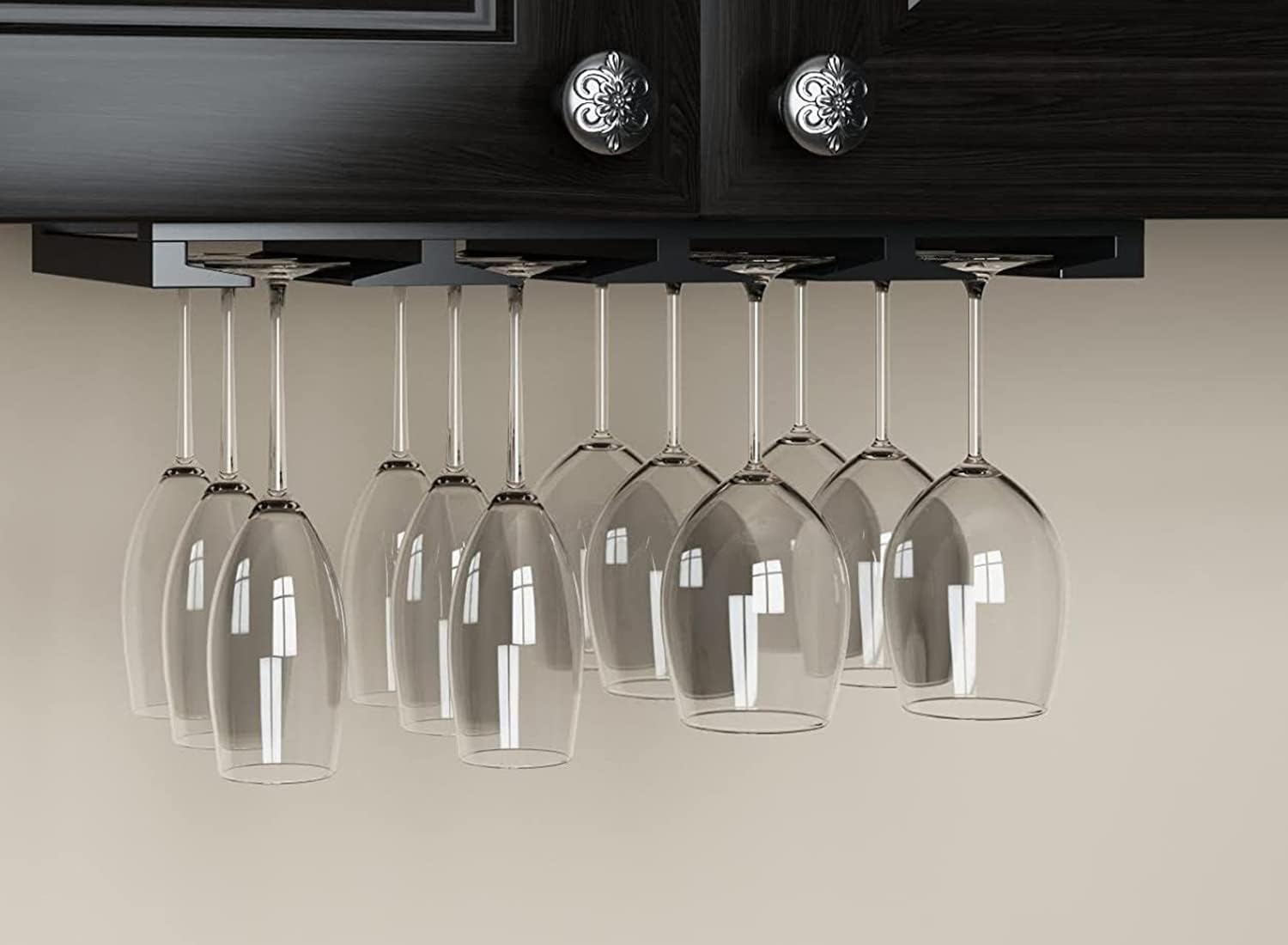 Rustic State 4 Sectional Wine Glass Rack - 12 Glasses - Black