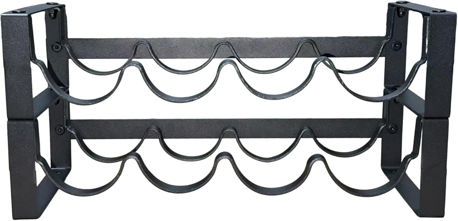 Baerkian 2-Tier Wine Rack Black Metal 8 Bottle Capacity