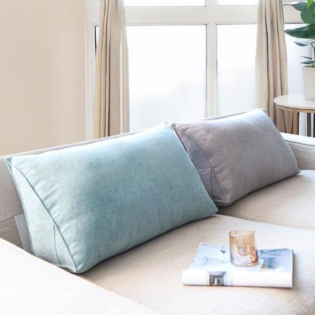 Triangle Wedge Bed Pillow with Zipper Removable and Washable Gray 100x35x20cm