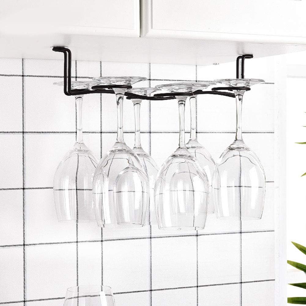 Tomotato Wine Glass Rack with 6 Hooks Black 1