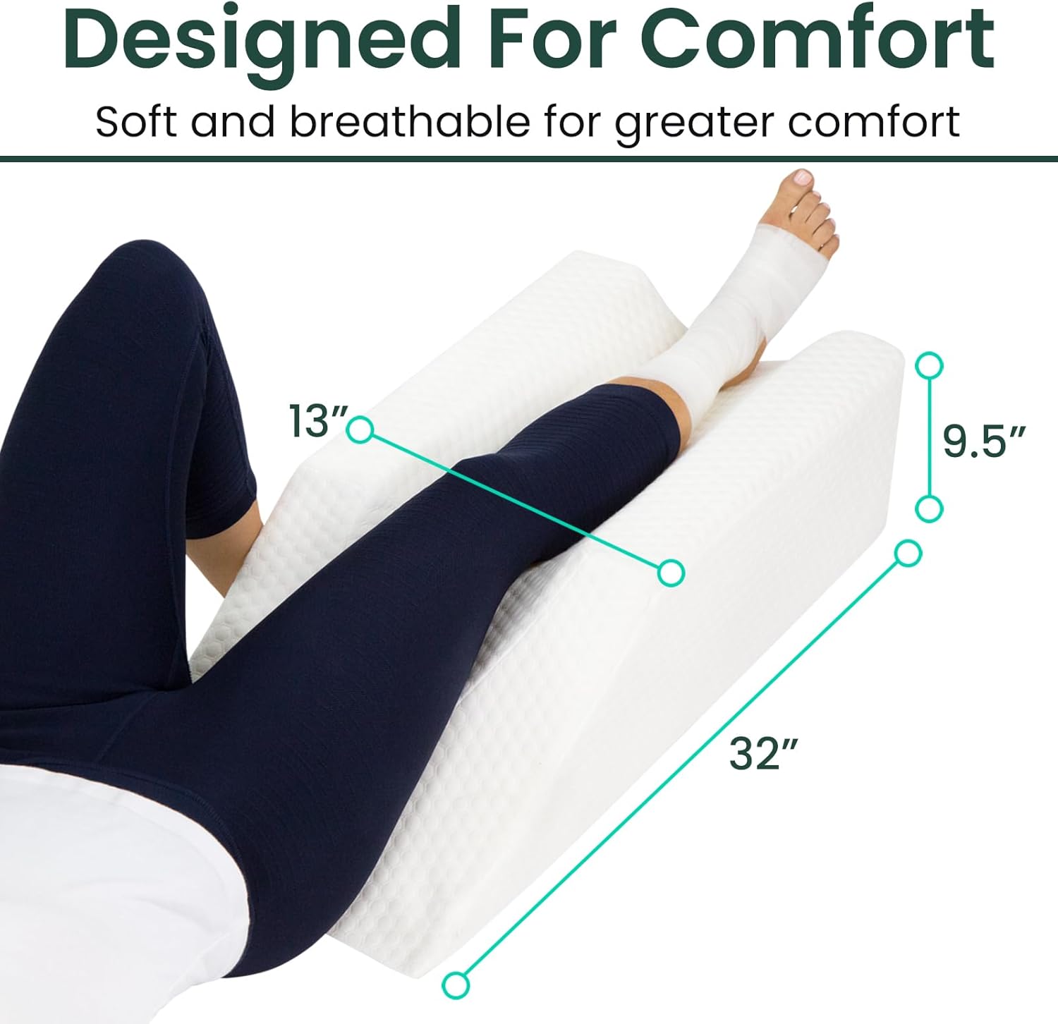 Xtra-Comfort Leg Elevation Pillow for Knee Swelling Post Surgery Relief