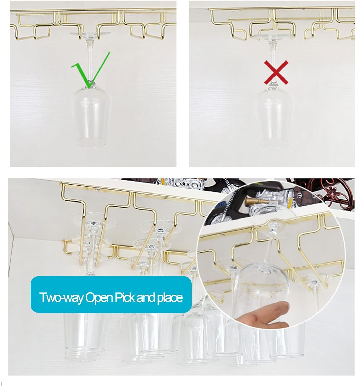 Wine Glasses Rack Under Cabinet - Stainless Steel
