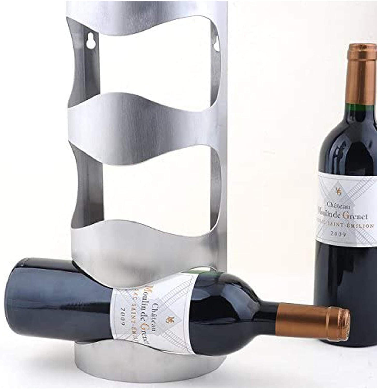 BOCbco Tabletop Wine Rack for 4 Bottles Stainless Steel Silver