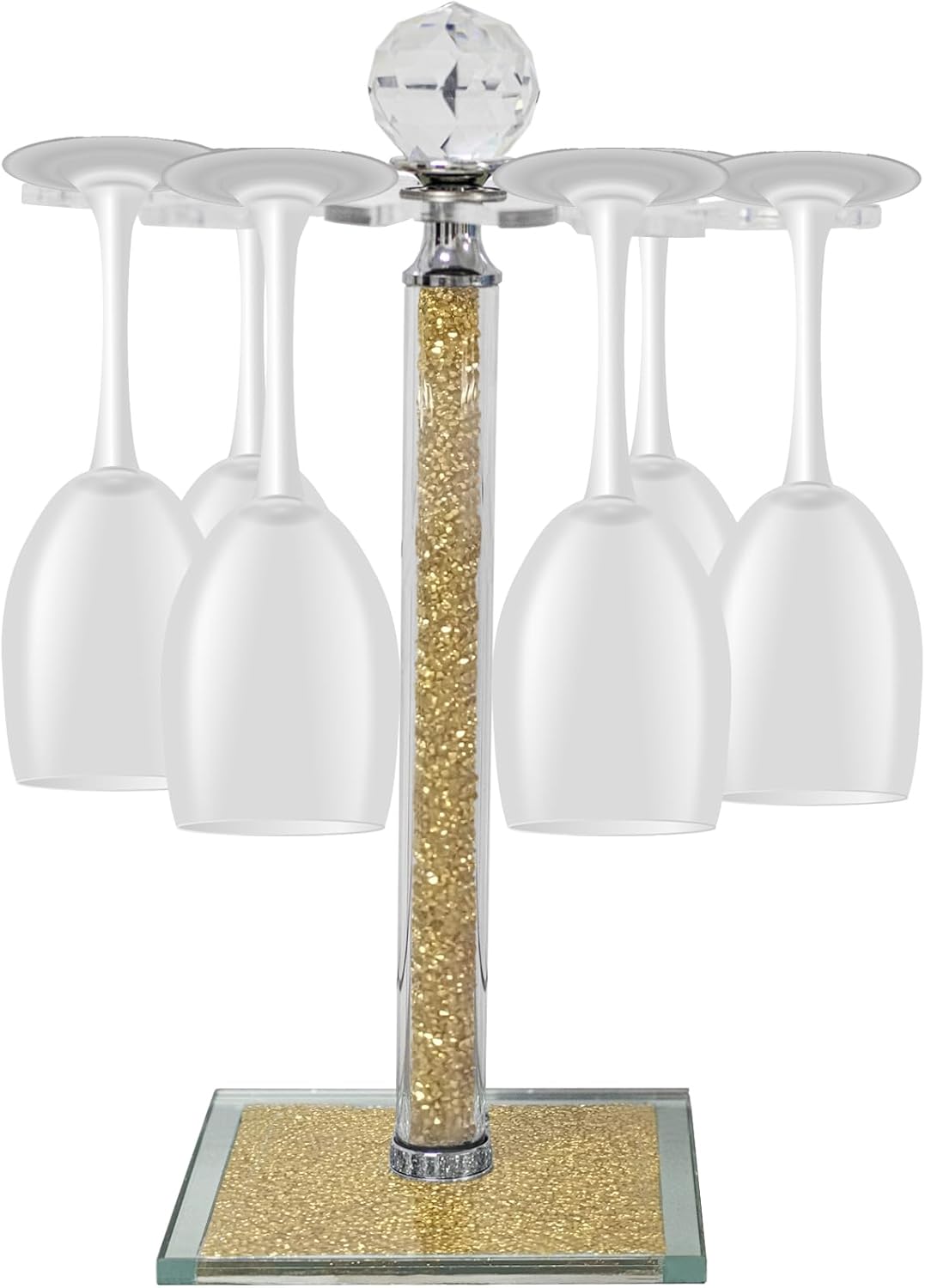 HMRCYTE Crystal Wine Glass Holder 6 Hook Gold