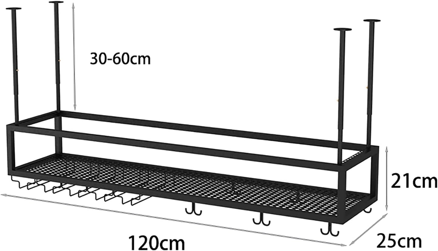 Adjustable Ceiling Wine Glass Rack Iron Frame 120cm