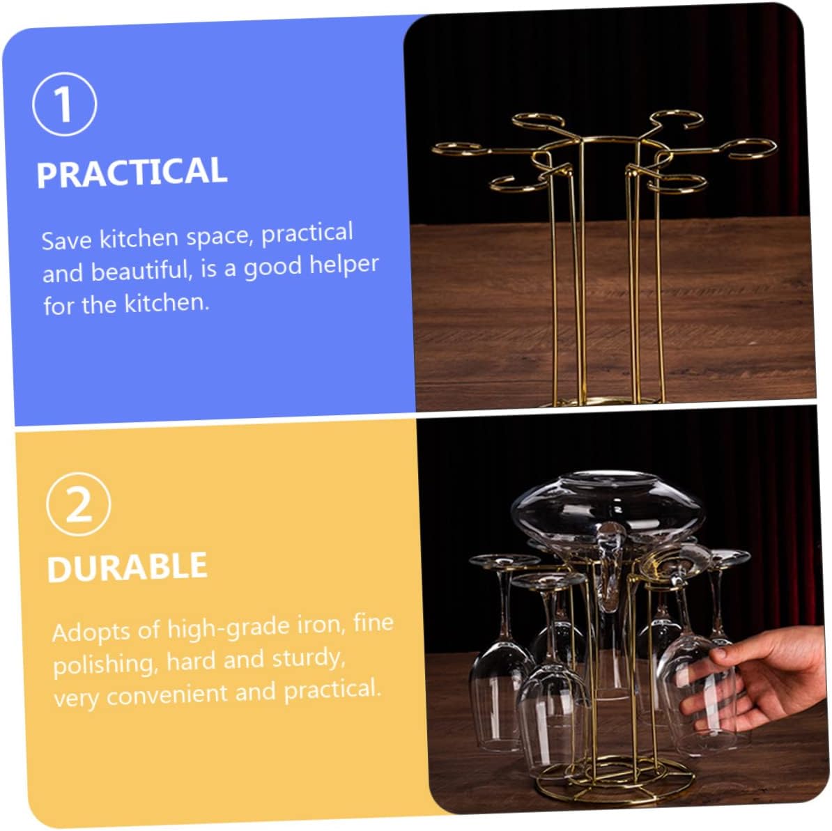 OHPHCALL Stemware Glass Holder Rack for Kitchen and Bar