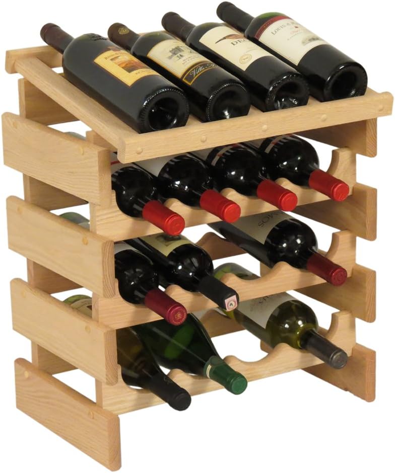 FixtureDisplays 16 Bottle Dakota Wine Rack with Display Top