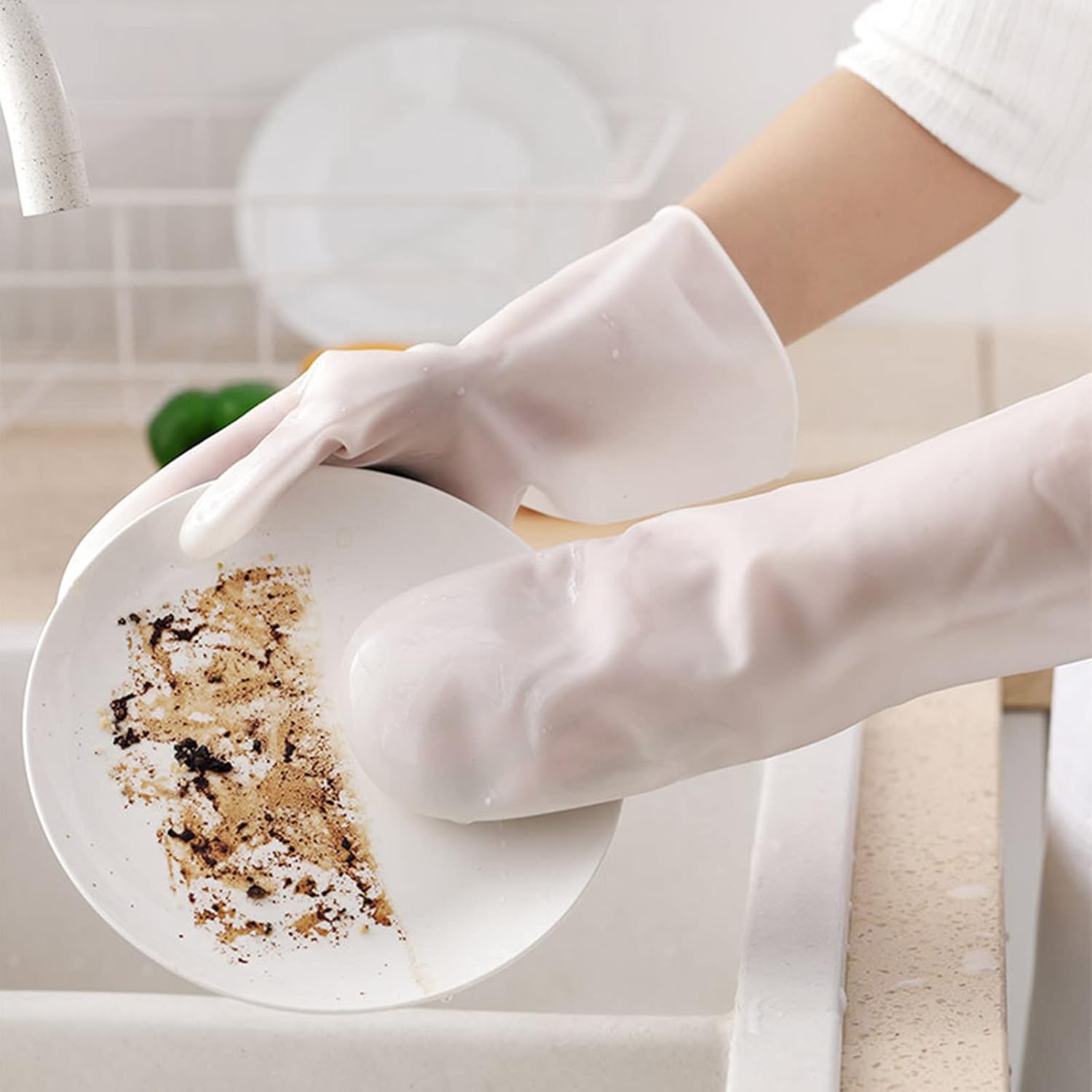Durable Reusable Cleaning Gloves with Brush for Kitchen and Household Use