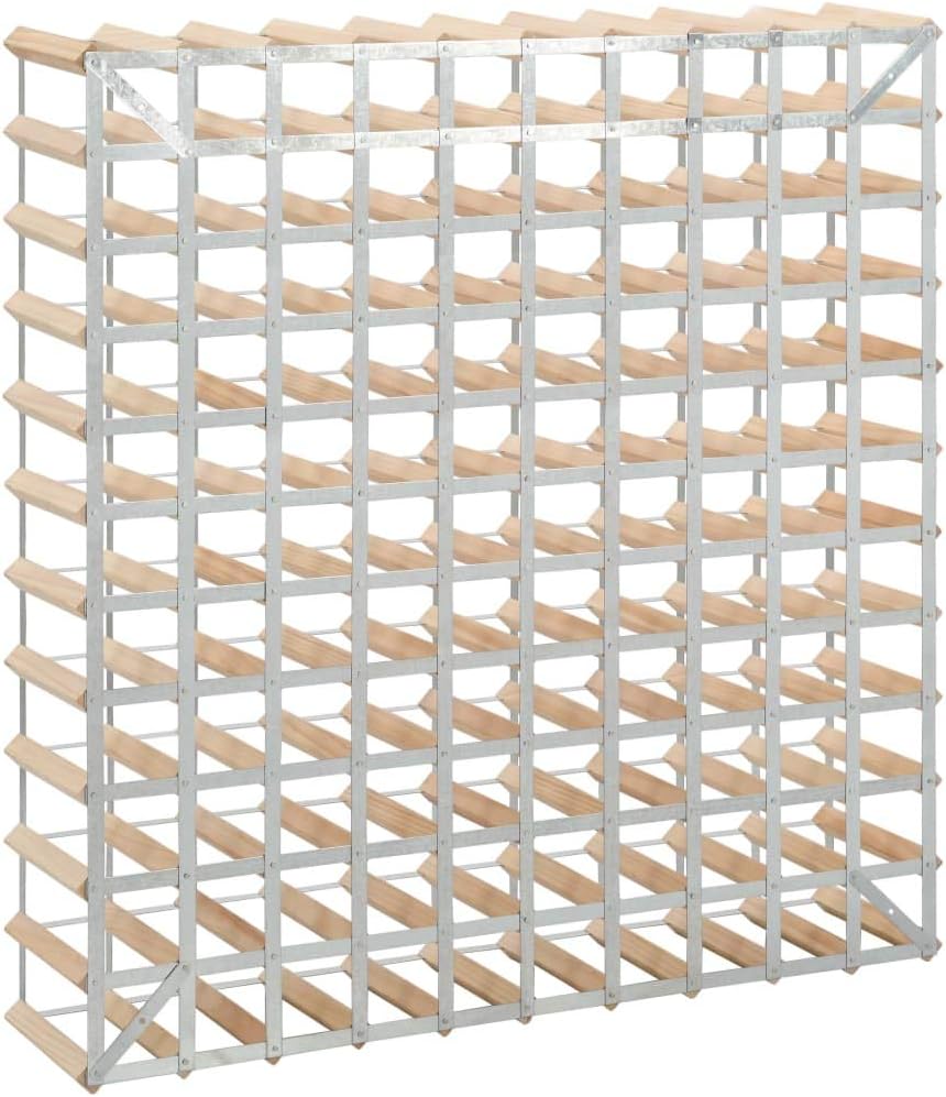 vidaXL Beige Pinewood Wine Rack - 120 Bottle Storage