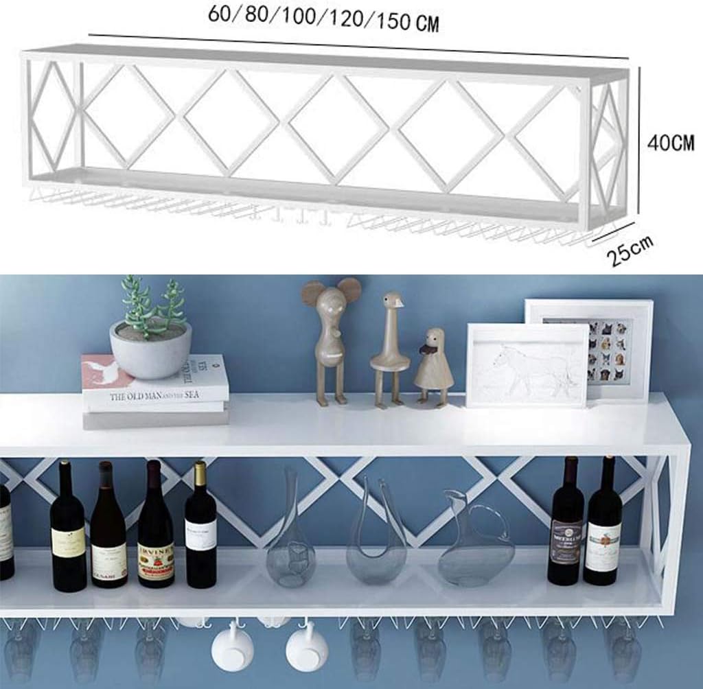 Wall-Mounted Wine Rack with Partitions and Bottle Holder