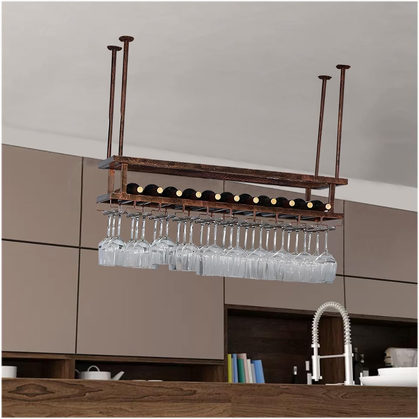 LIGUOYI Adjustable Wine Glass Rack Vintage Style