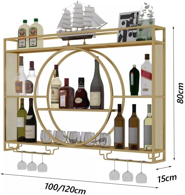 SilteD Floating Metal Wine Rack Wall Mount 100x15x80Cm