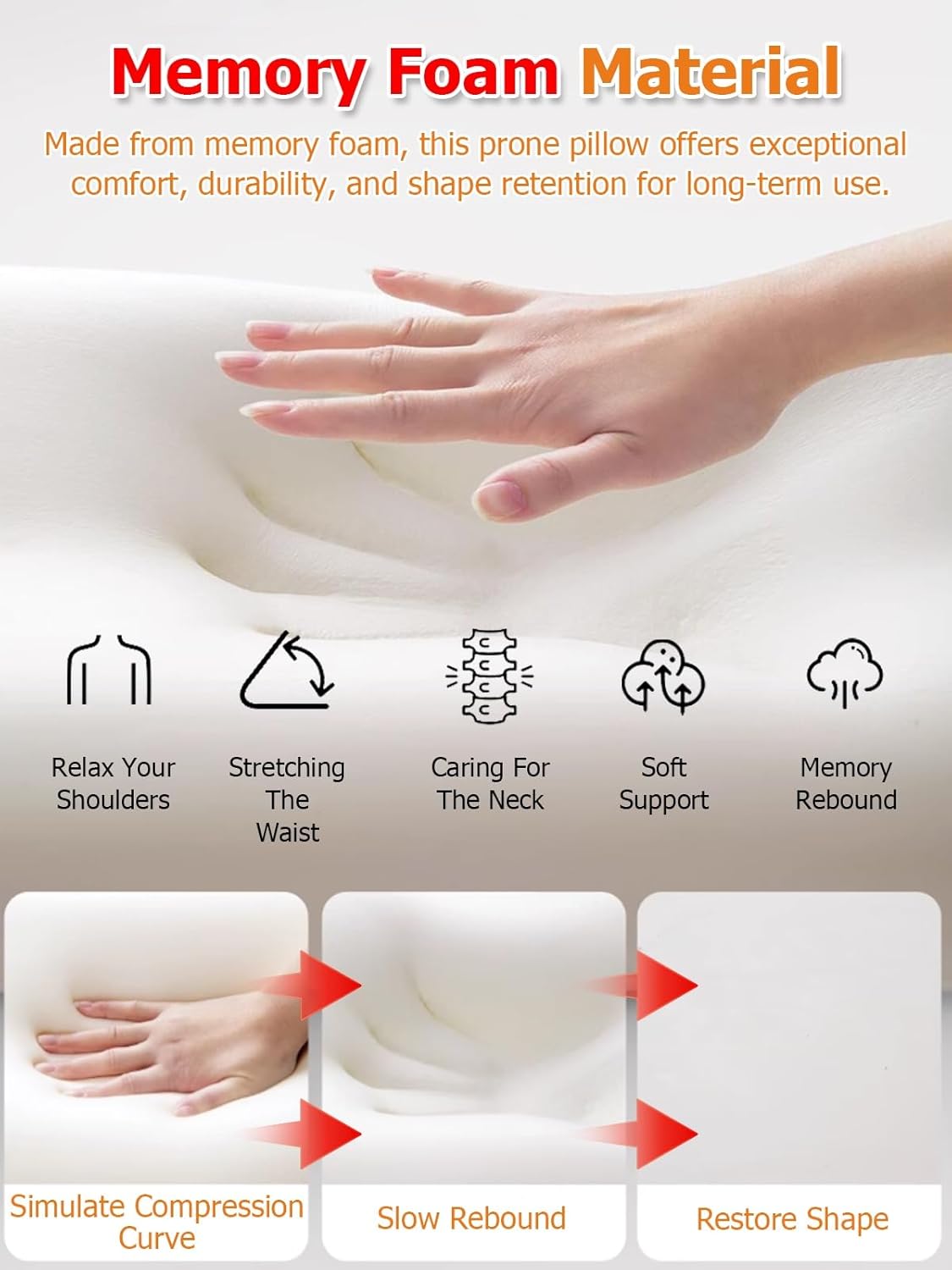 JYHHCYS Memory Foam Prone Pillow for Sleeping