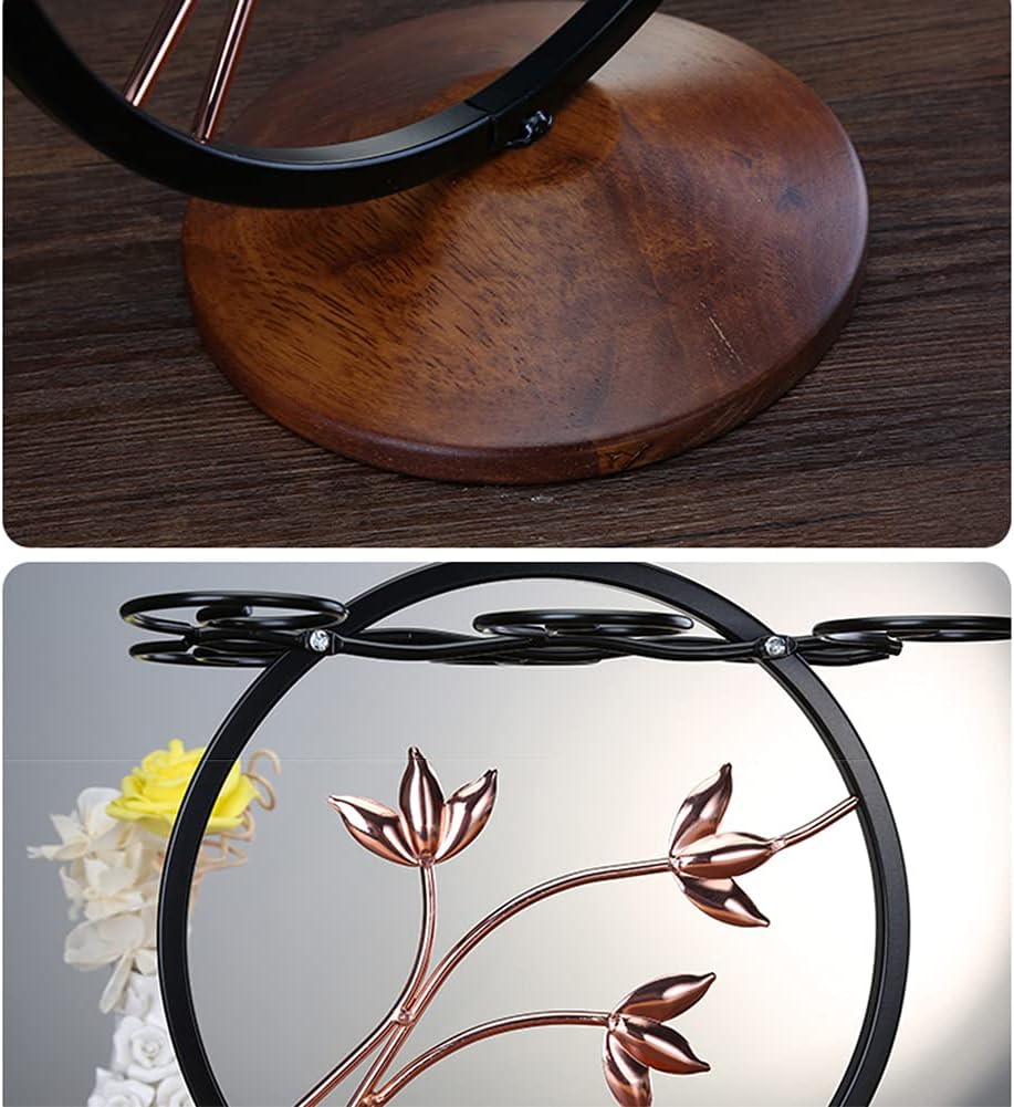 6 Hook Freestanding Wine Glass Rack with Wrought Iron Design