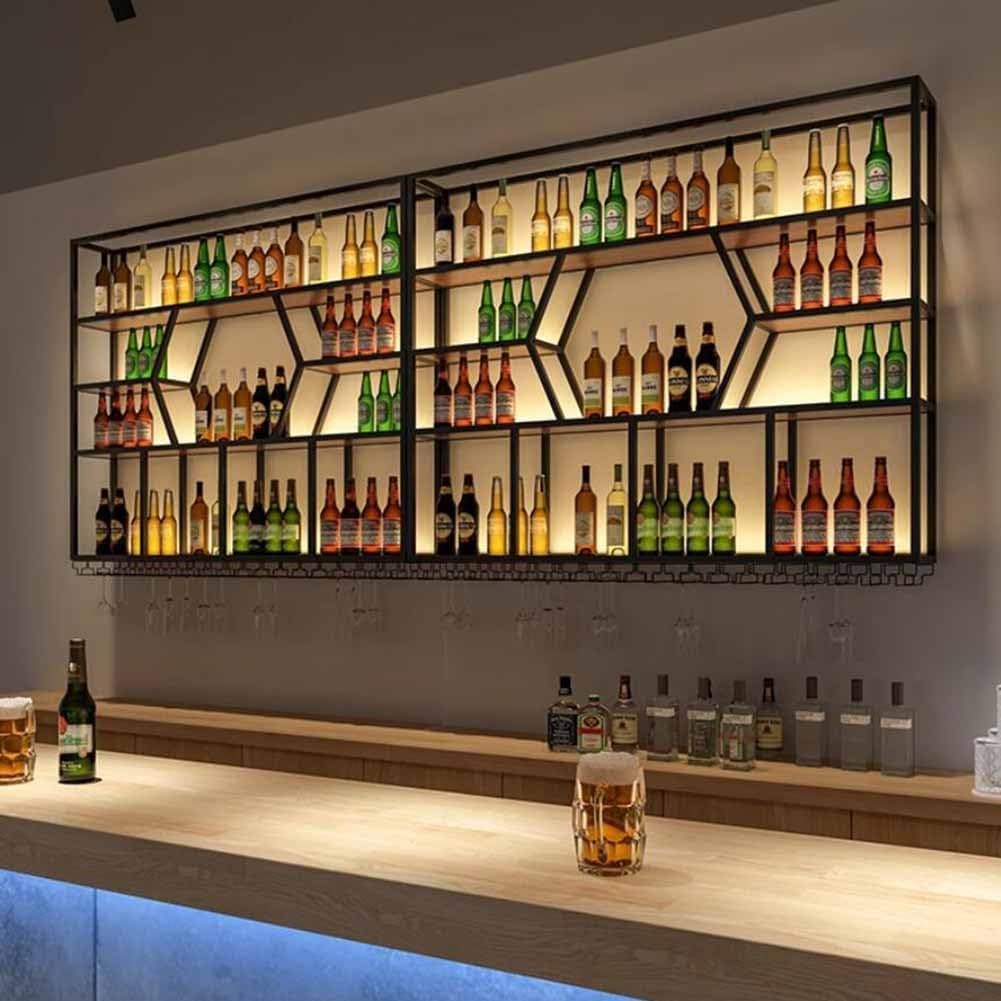 MaGiLL Wall Mounted LED Wine Rack with 4 Tiers