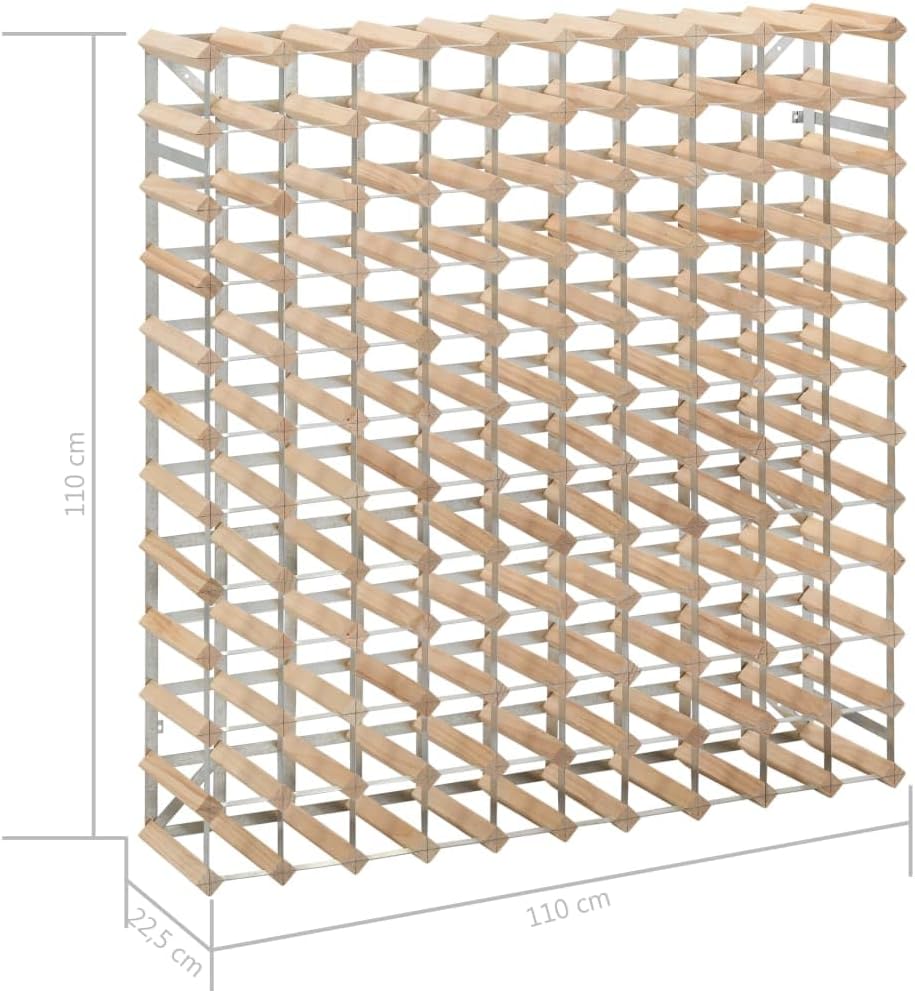 vidaXL Beige Pinewood Wine Rack - 120 Bottle Storage