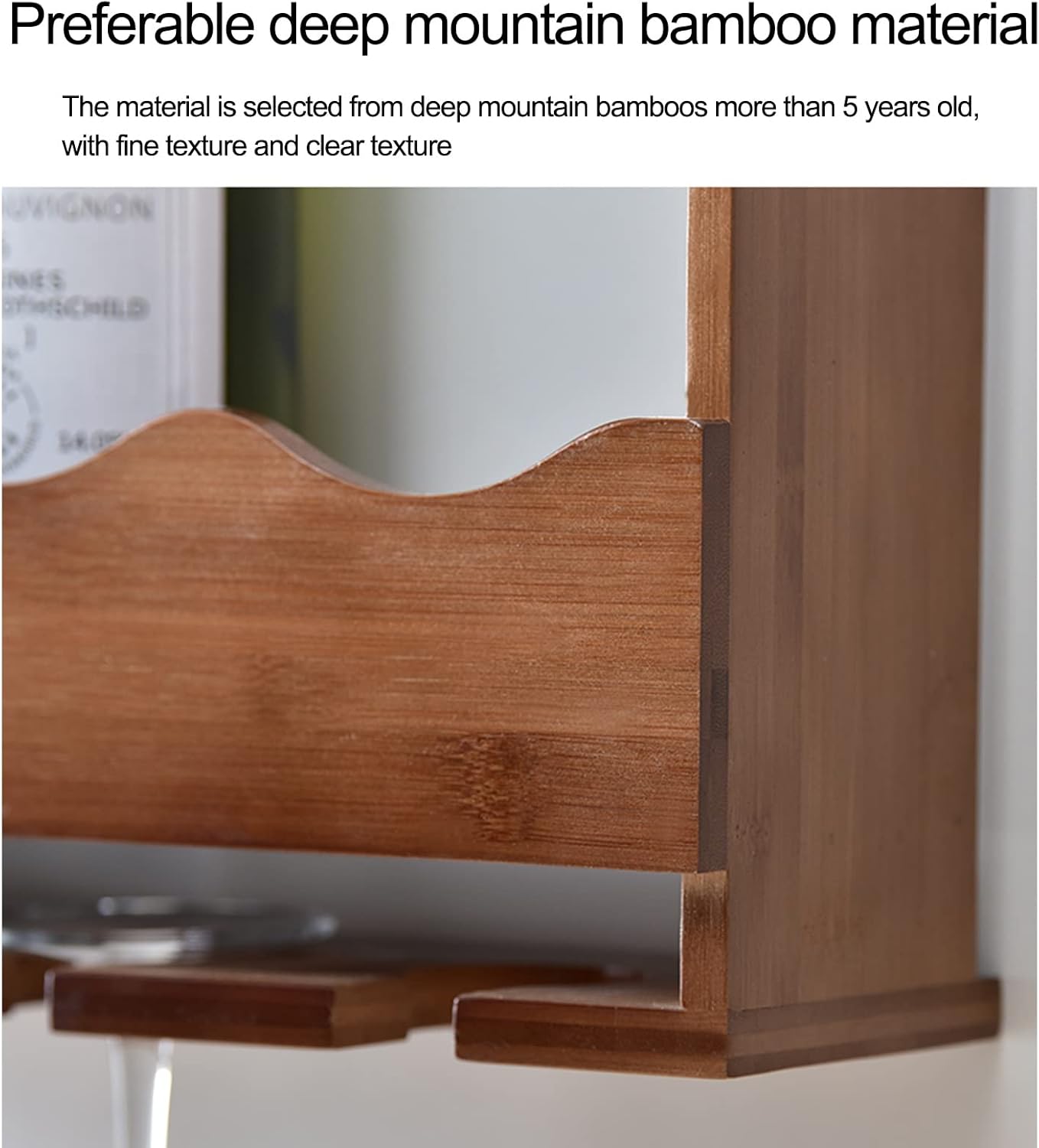 Suuim Wall-Mounted Wine Rack Holder - Solid Wood Display Stand