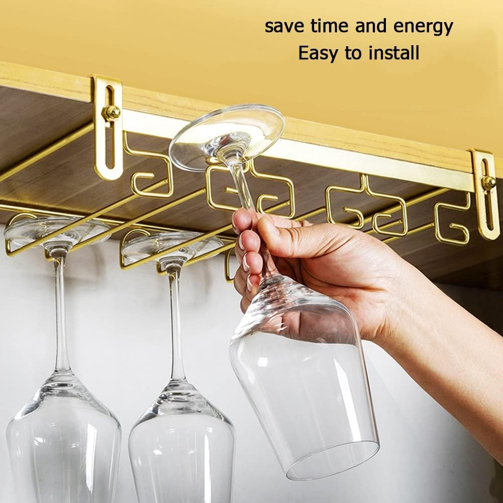 Adjustable Wine Glass Rack Under Cabinet Stainless Steel Bar Kitchen Storage
