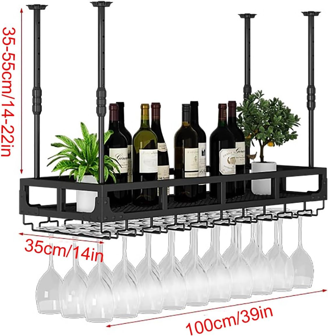 Adjustable Ceiling Wine Rack with Durable Metal Frame 1