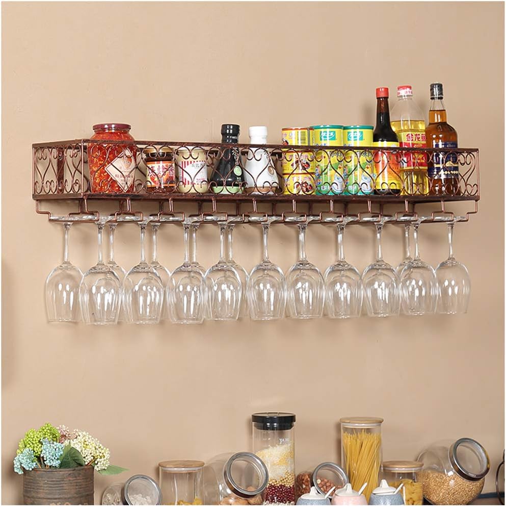 Suuim Wall Mounted Wine Rack with Rustic Metal Design 1