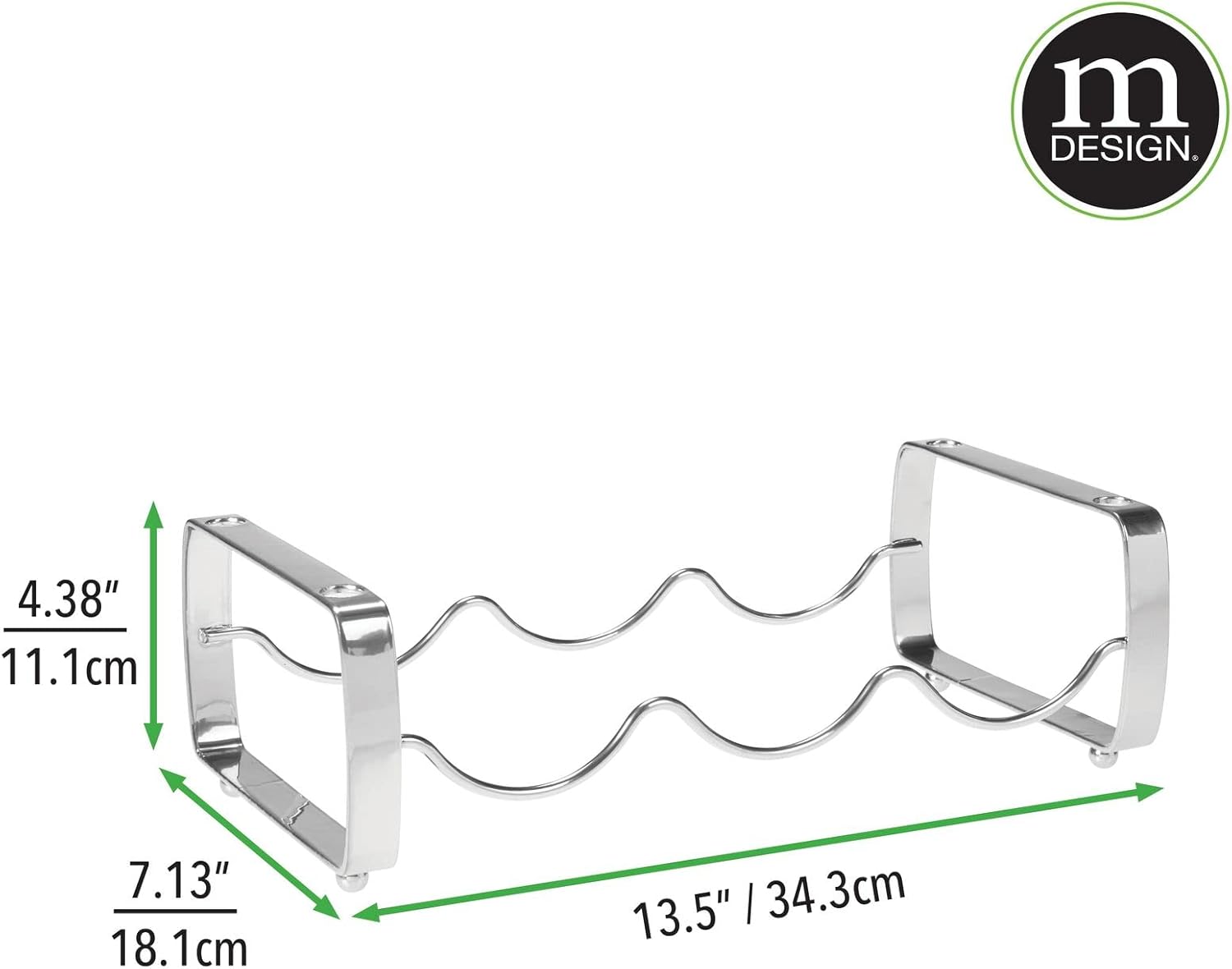 mDesign 3 Bottle Metal Wine Rack - 4 Pack Chrome