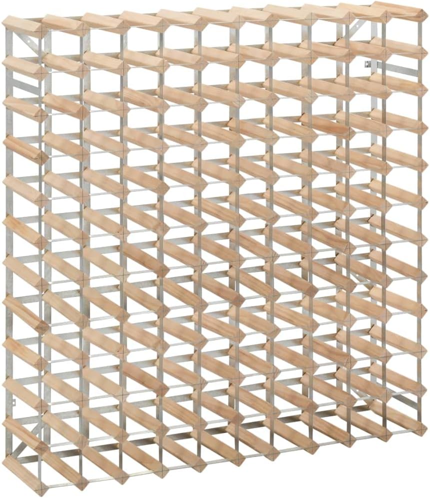 vidaXL Beige Pinewood Wine Rack - 120 Bottle Storage