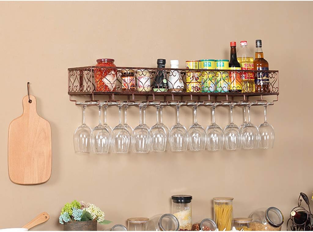 Suuim Wall Mounted Wine Rack with Rustic Metal Design 1