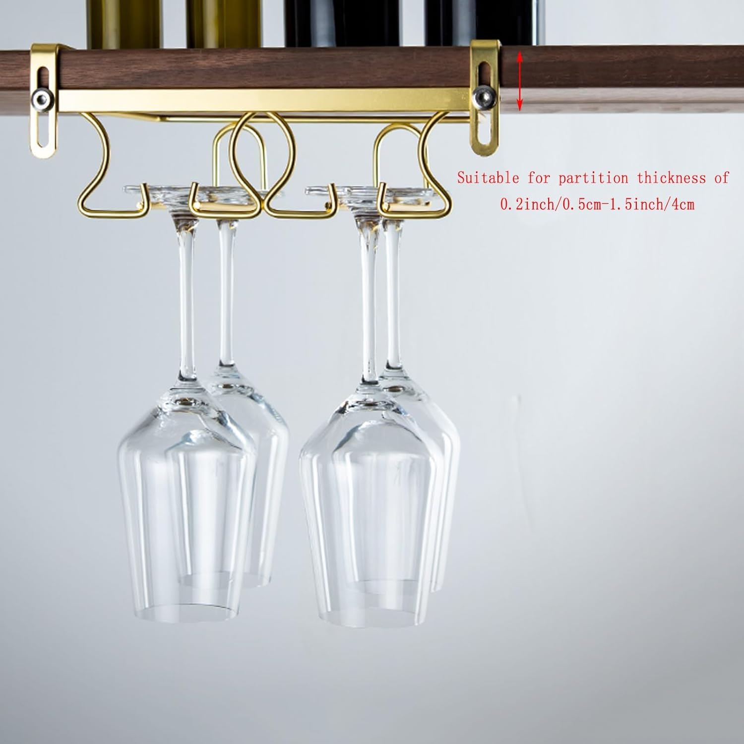 Adjustable Wine Glass Holder No Drilling for Cabinet and Bar 1