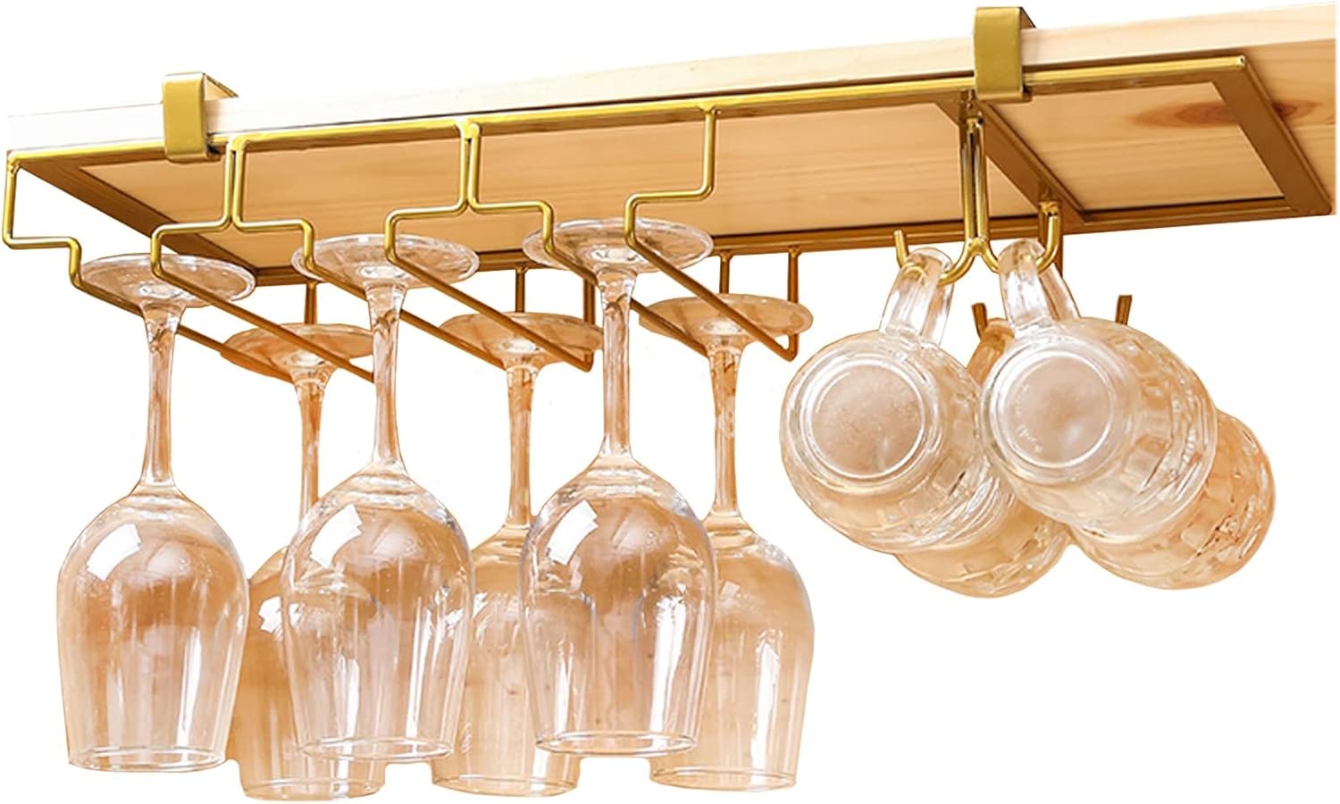 WORDFUN Wine Glass Hanging Rack Black 3 Rows