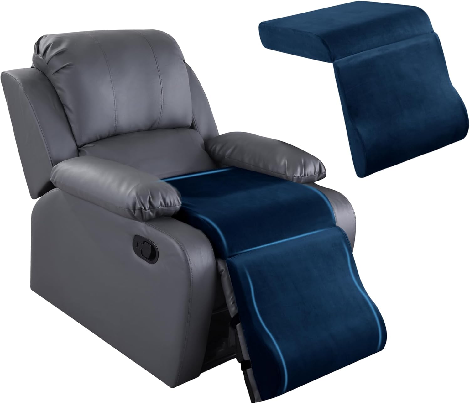 HOMBYS Foam Recliner Cushion with Leg Pillow - Sapphire Blue