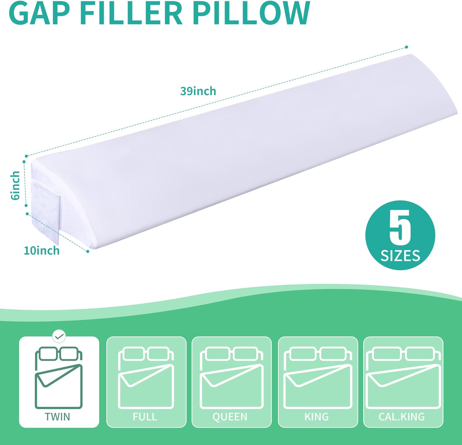 Moavica Twin Bed Wedge Pillow with Arched Support