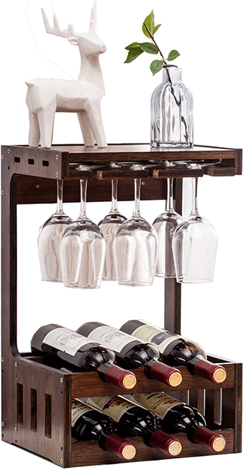 BOCbco Wall-Mounted Wine Rack for 6 Bottles and Glasses