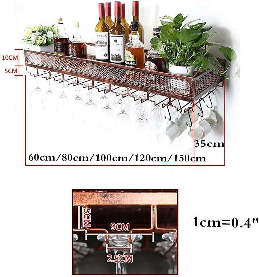 Wall Mounted Wine Rack for Wine Glasses and Stemware - 80Cm