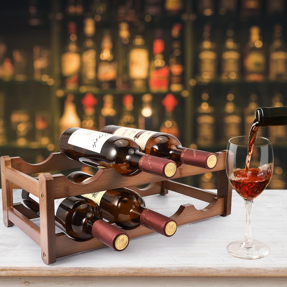 PAMISO 2 Tiers Wine Rack for 8 Bottles