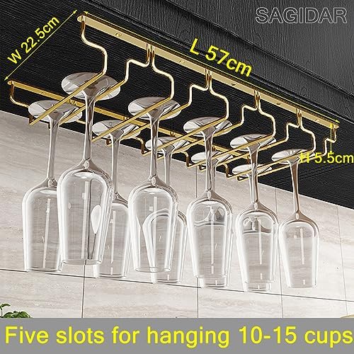 SAGIDAR Wine Glass Holder Under Cabinet Gold