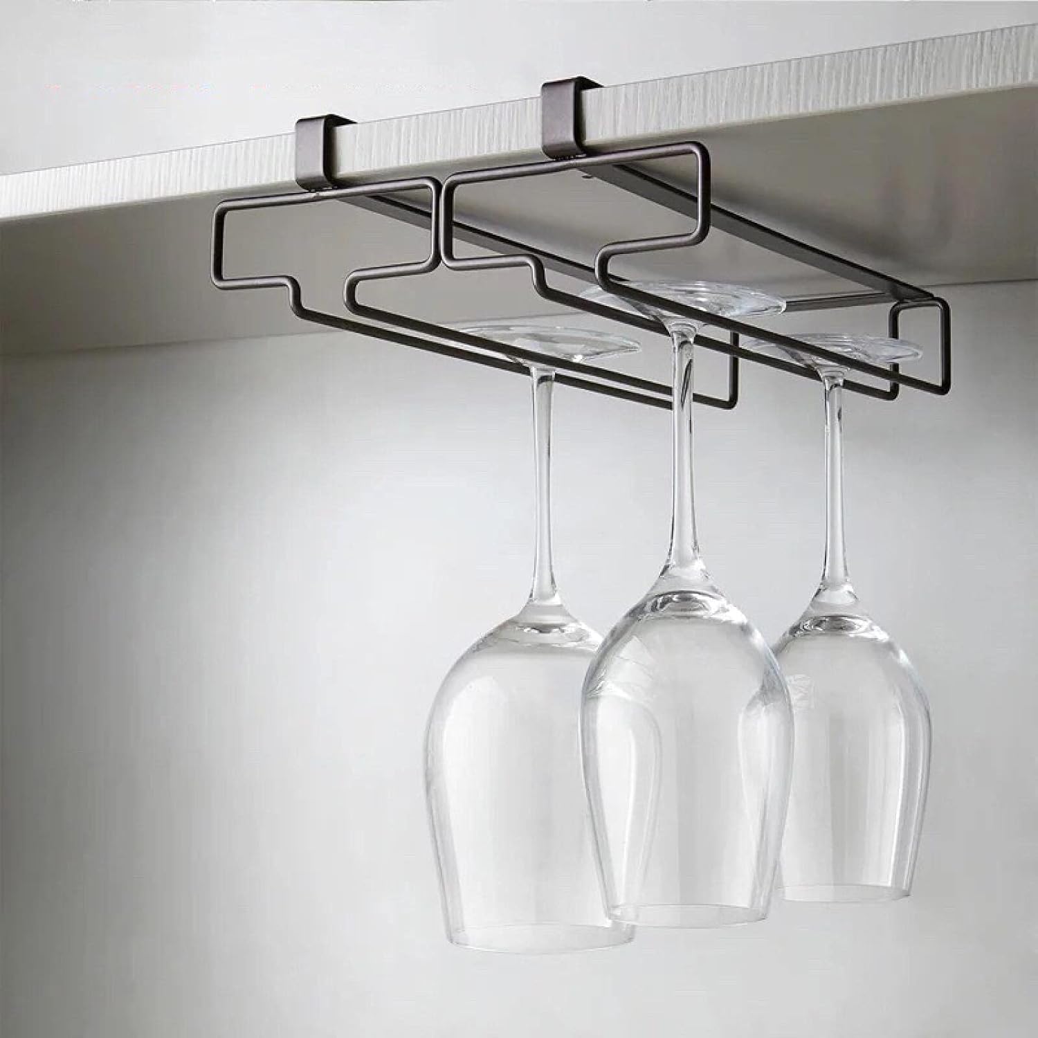 OWKAY Simple Cabinet Wine Glass Rack Black